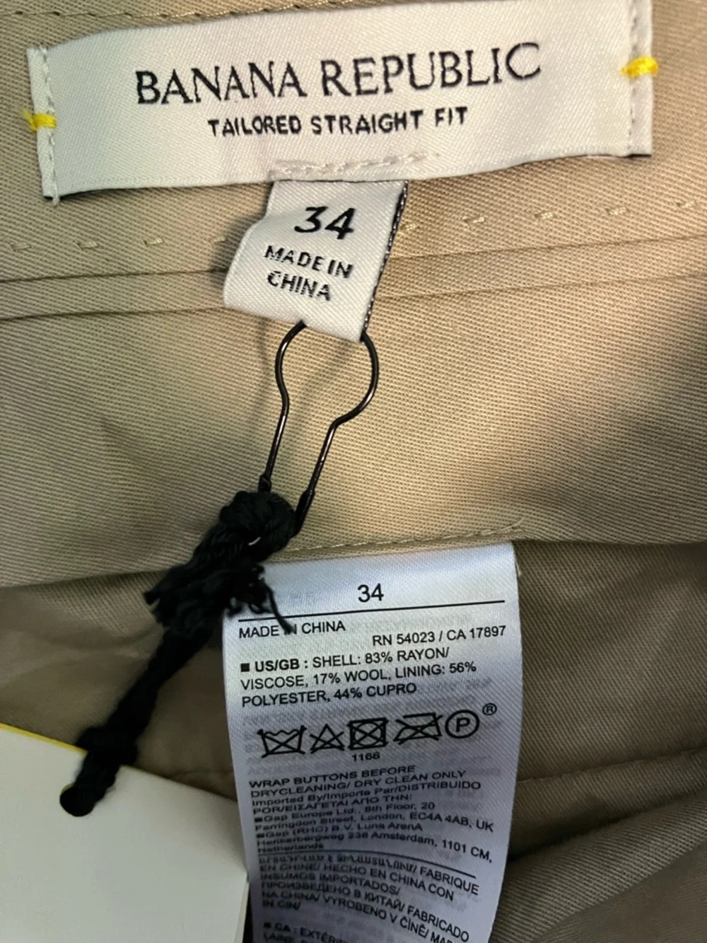 NWT Banana Republic Tailored Straight Fit Black Dress Trousers - Picture 5 of 8